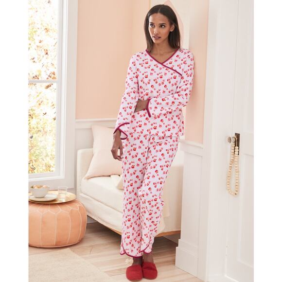 Garnet Hill Asian Wrap Organic Cotton Pajama Set Size Large - Picture 1 of 10